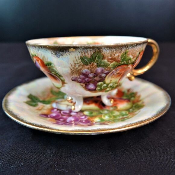 Lusterware Footed Cup and Saucer Vintage Japan - Picture 5 of 5